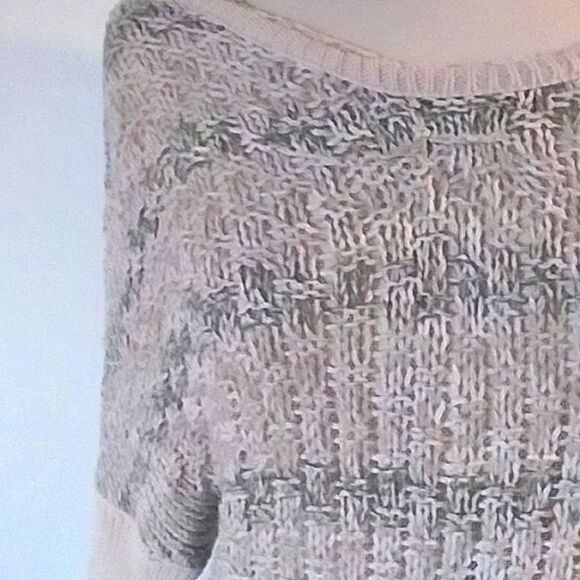 Free People Sweater Pull Over Off Shoulder V Back Open Weave Sea Mist M - Picture 4 of 13